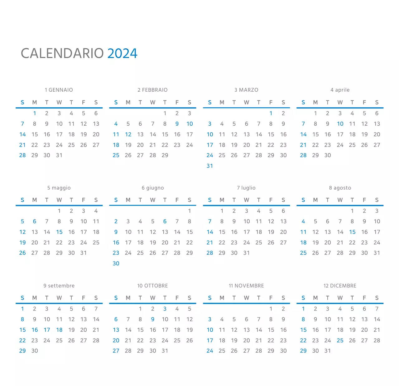 Calendario aziendale bianco e pulito