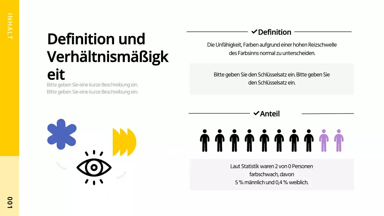 Ein einfaches Designprojekt für Farbenblinde, das Formen mit gelben Akzenten verwendet