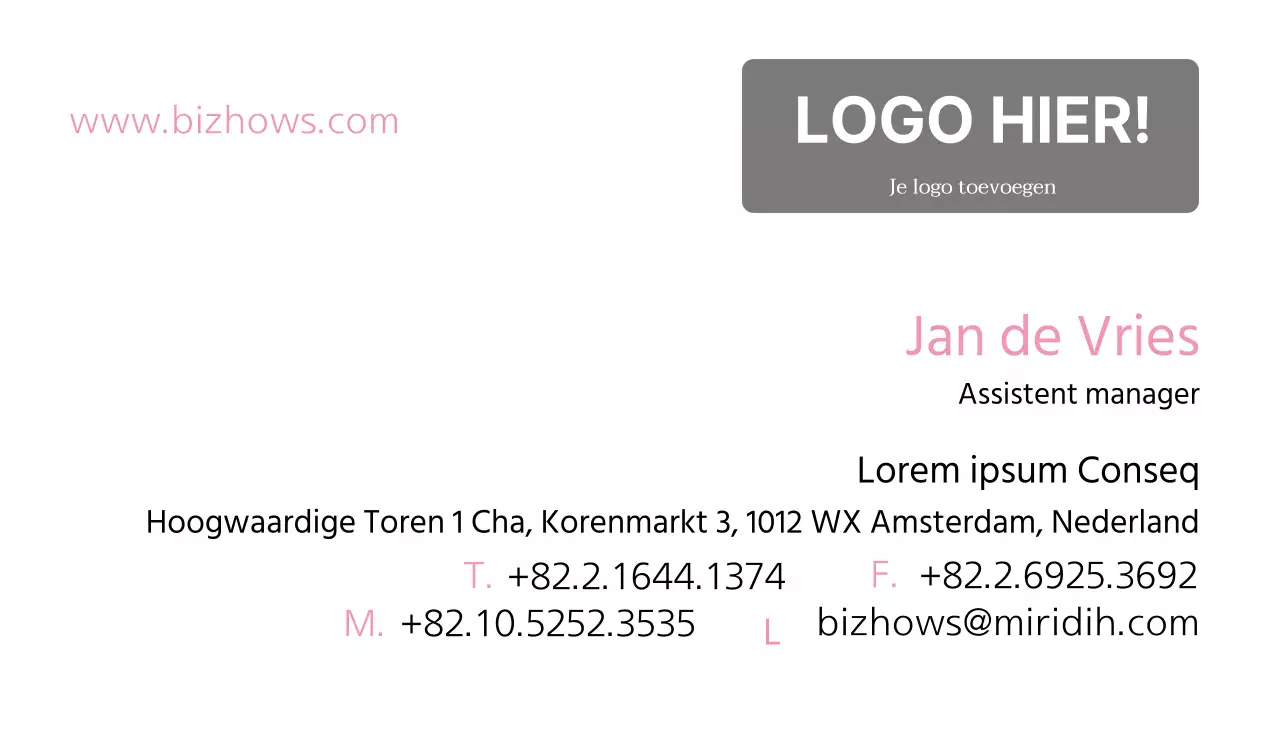 Eenvoudig visitekaartjeWit