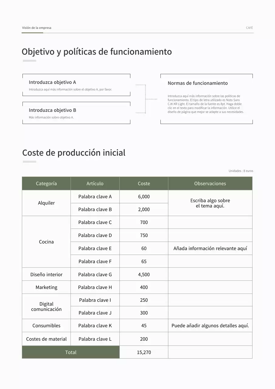 Plan de negocio de concepto diagonal simple en verde