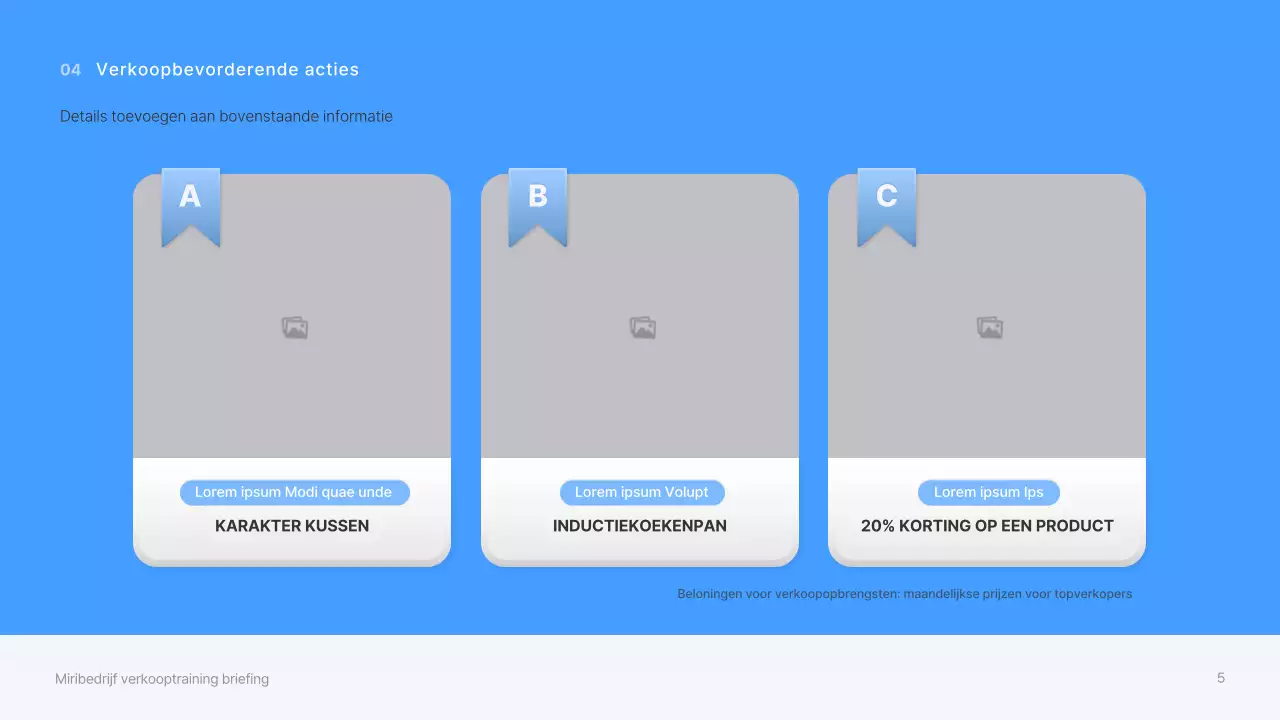 Training voor verkopers met blauwe, driedimensionale vormen