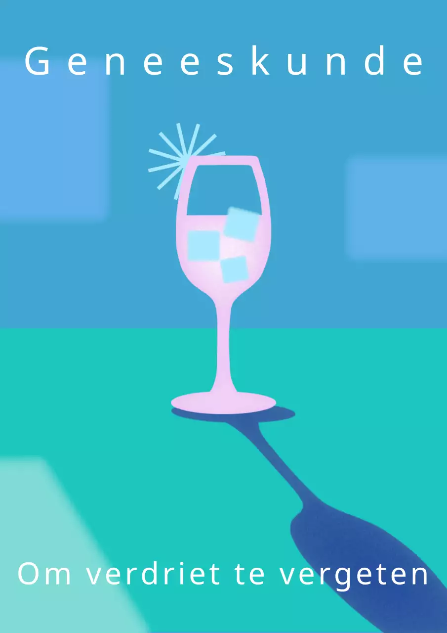 Cocktailposter in blauw en roze