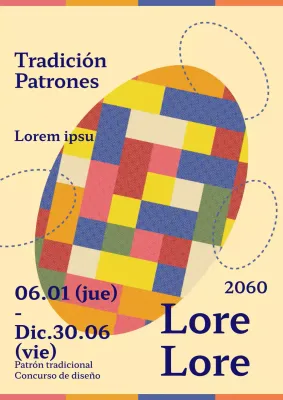 Se convoca un concurso para diseñar un diseño tradicional en amarillo y azul marino