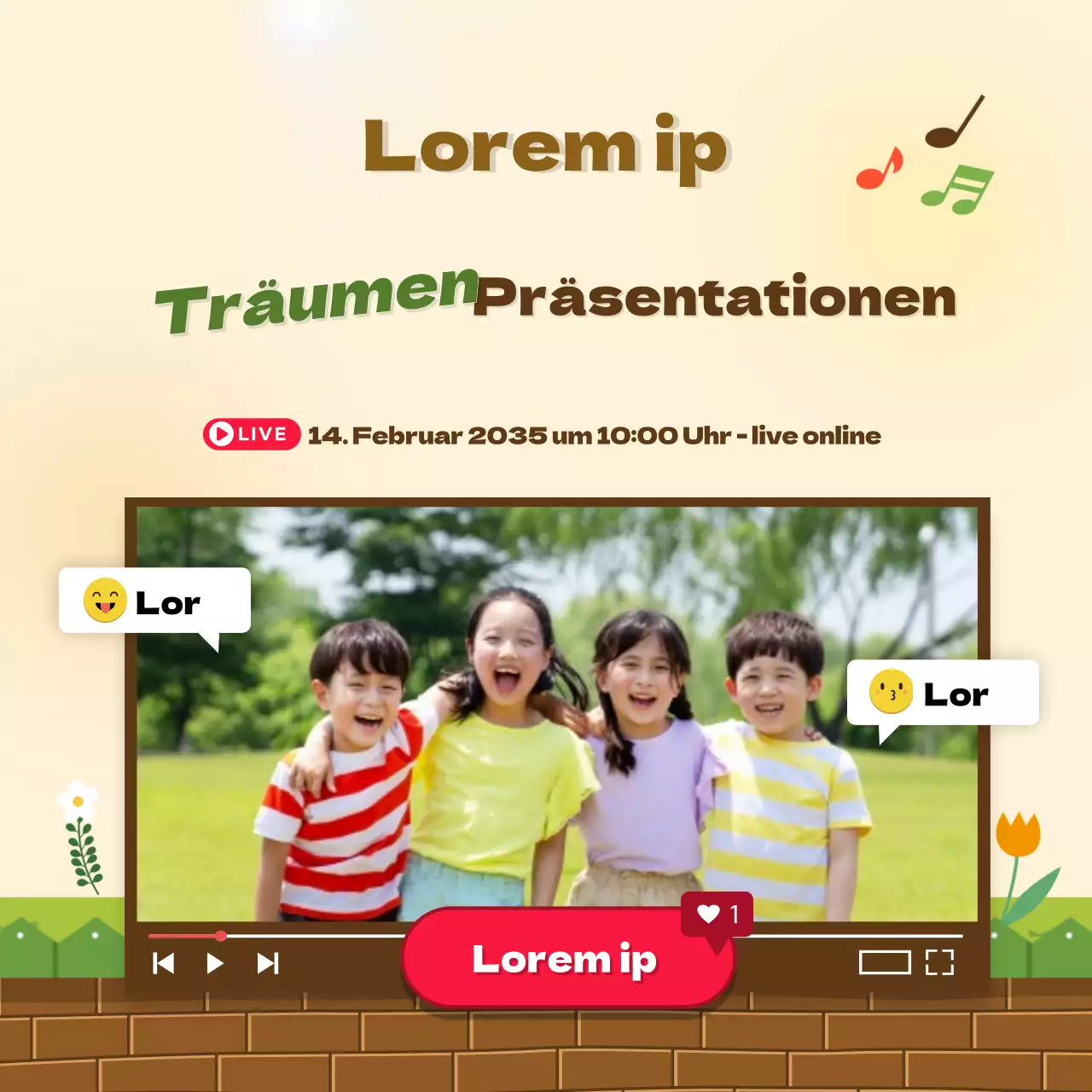 Gelbe und grüne Live-Online-Präsentationsthema