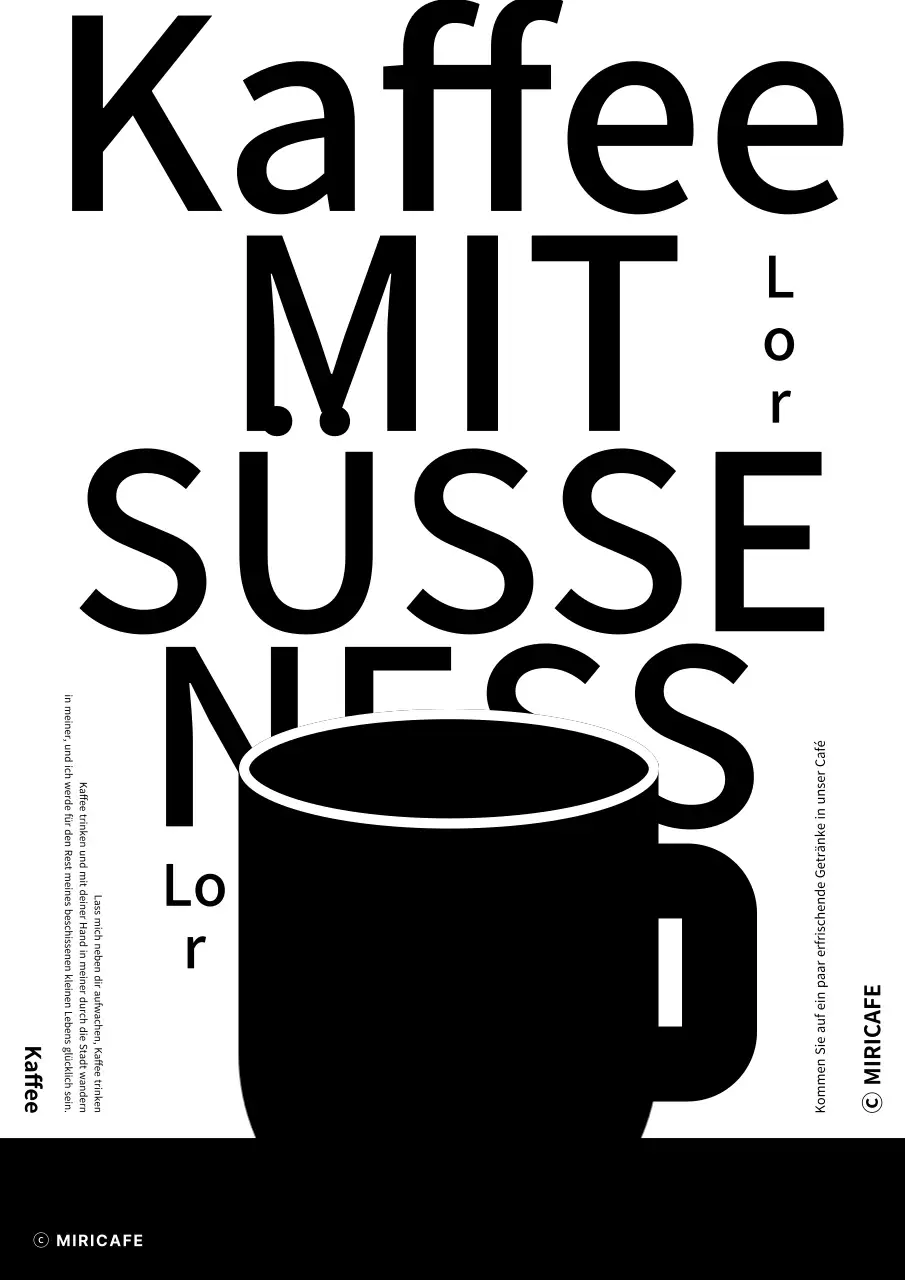 Schwarz-weißes Schaufensterplakat eines Cafés