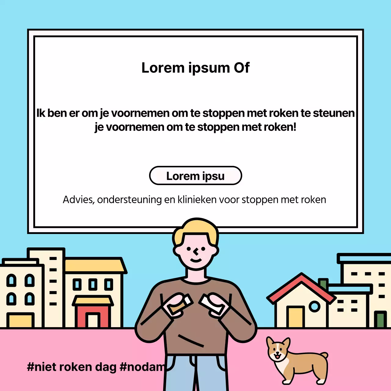 Schattige illustratie van de effecten van stoppen met roken in lichtblauw en roze