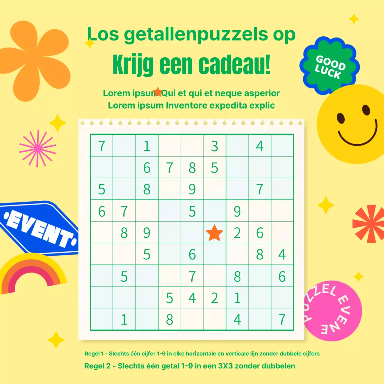Promoot je gele emoji trivia puzzel evenement