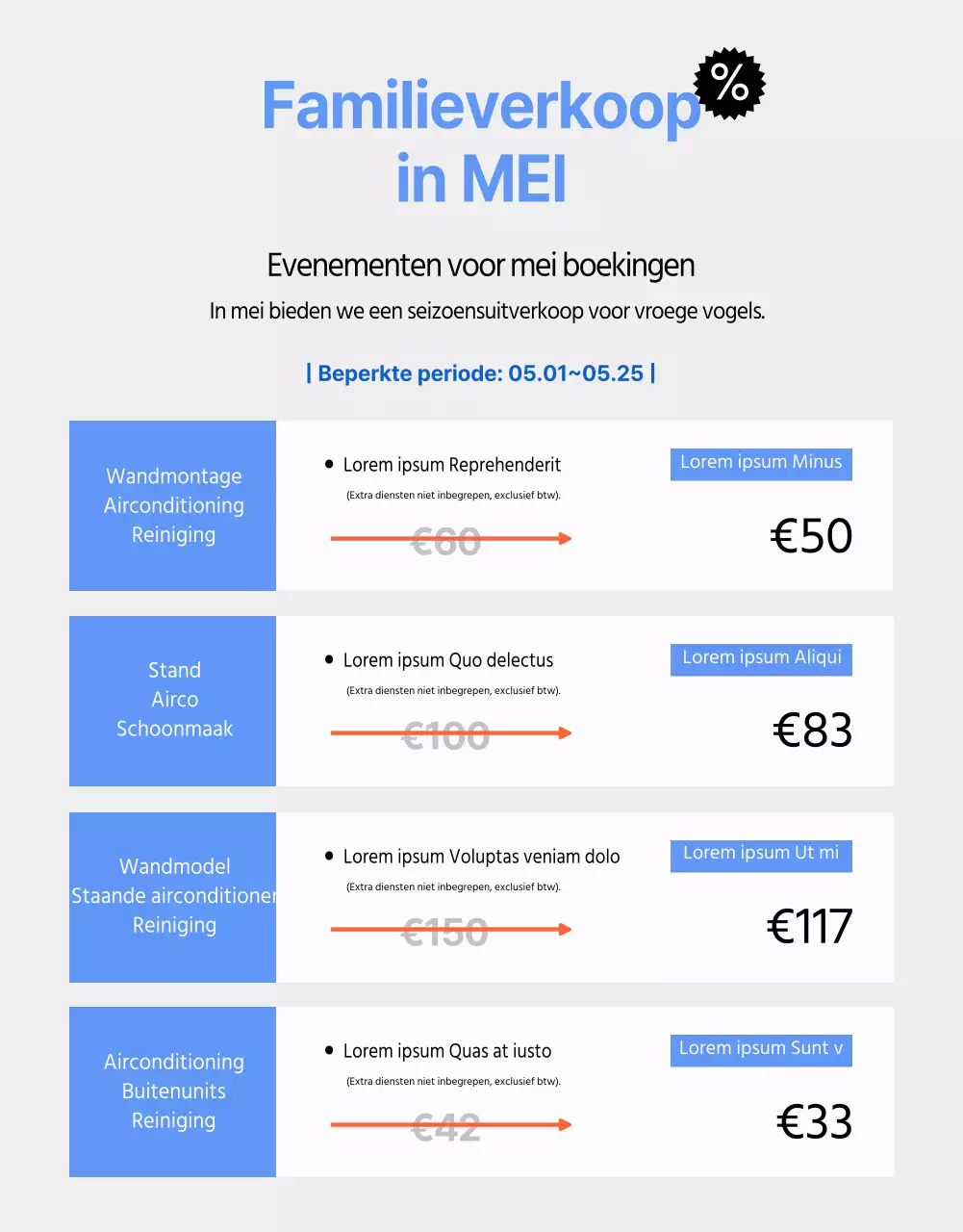 Schone en koele airconditioning in wit en blauw