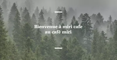 Café balsa anglophone avec une enseigne sentimentale comportant une photo de forêt.