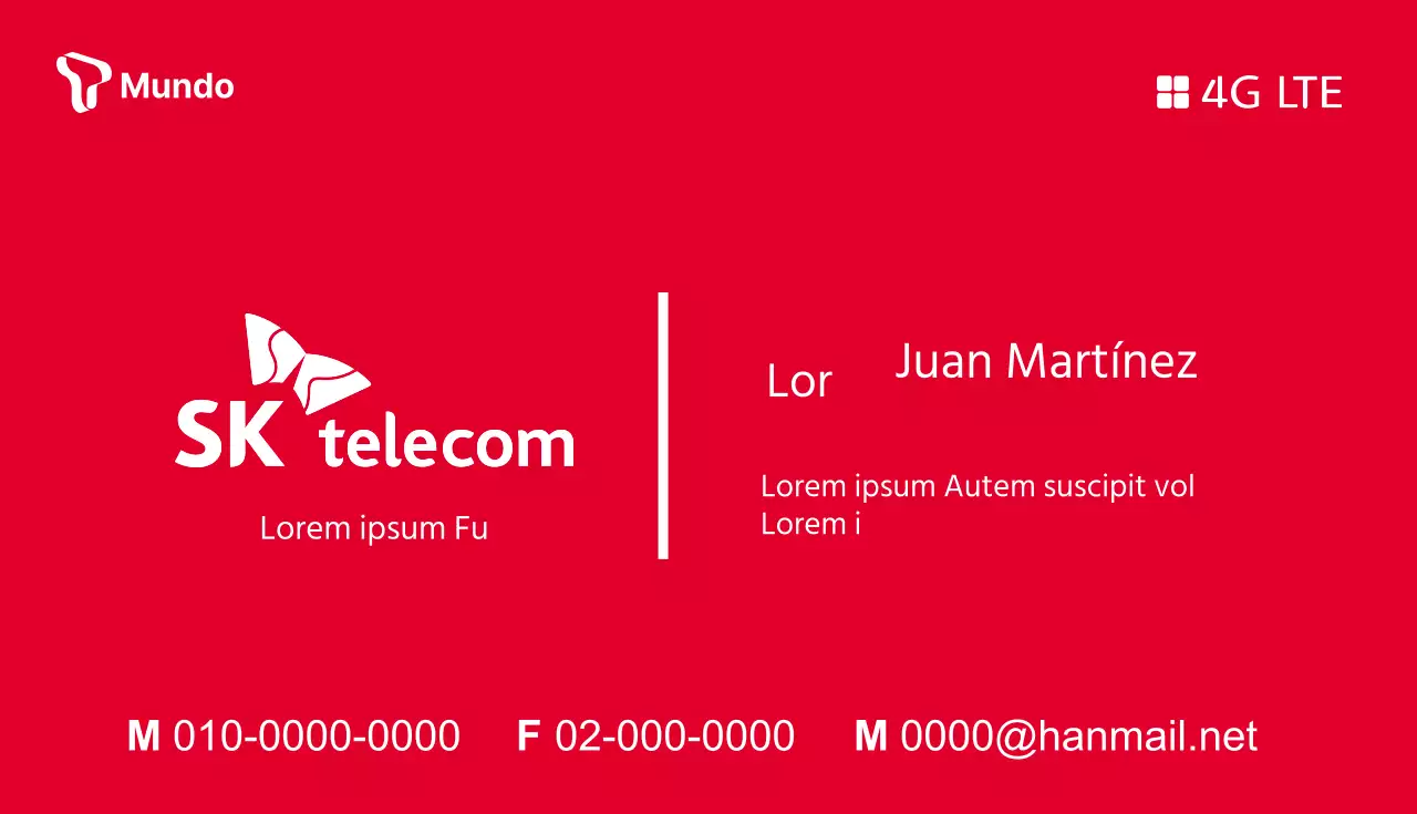 Tarjeta de visita sencilla en rojo y naranja