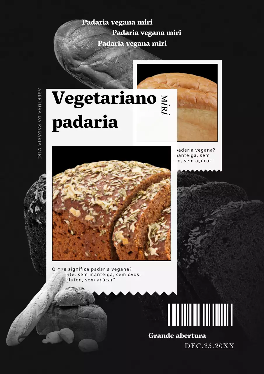 Anúncio da abertura de uma padaria vegana no Receipt Point (webposter vertical)
