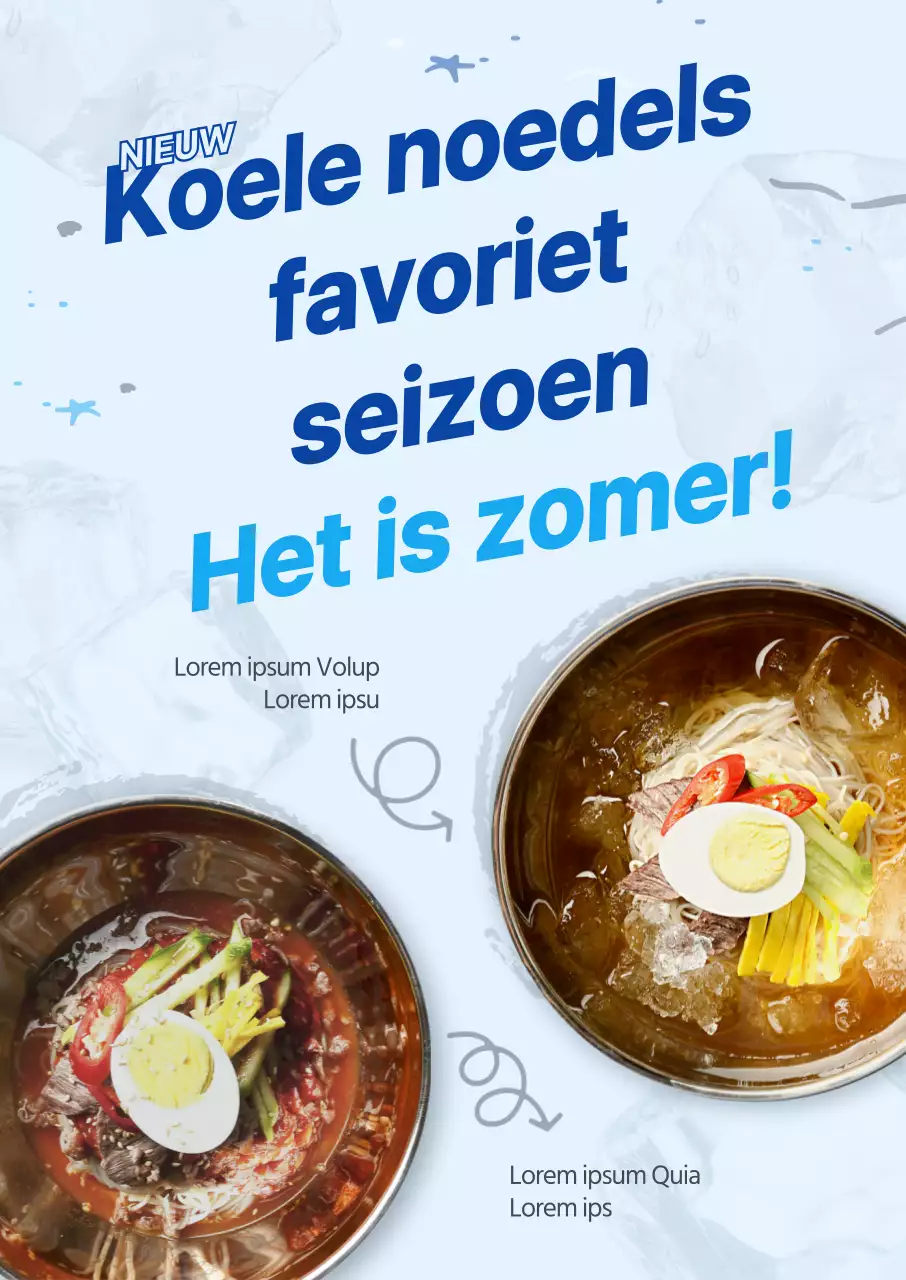 Blauw, koel zomers geschaafd ijs nieuwe menuposter