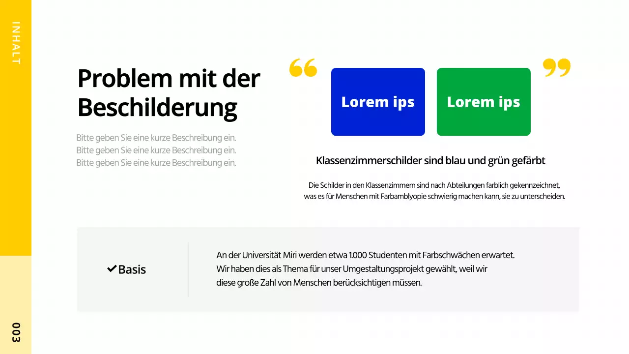 Ein einfaches Designprojekt für Farbenblinde, das Formen mit gelben Akzenten verwendet