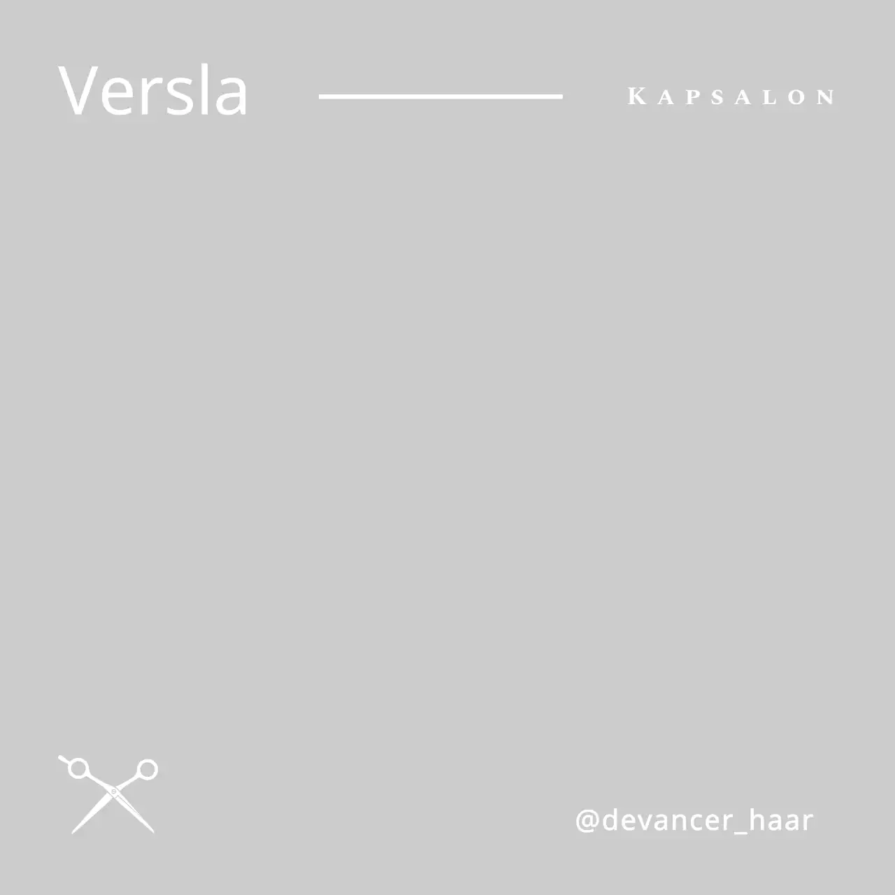 Kapsalonontwerp met schaarillustratie in wit en eenvoudig ontwerp