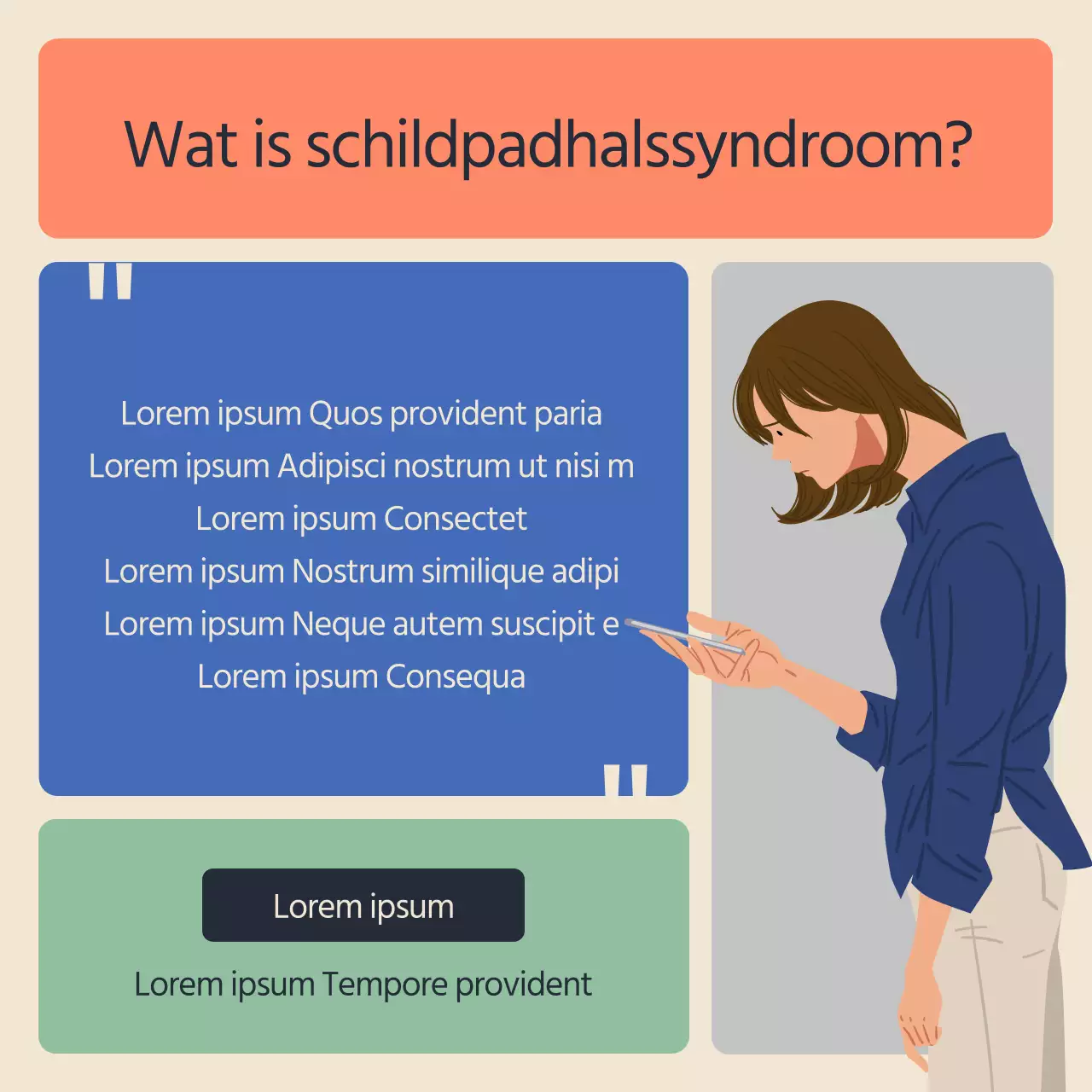 Schildpadhals Pilates Revalidatie Informatie in Blauw en Oranje