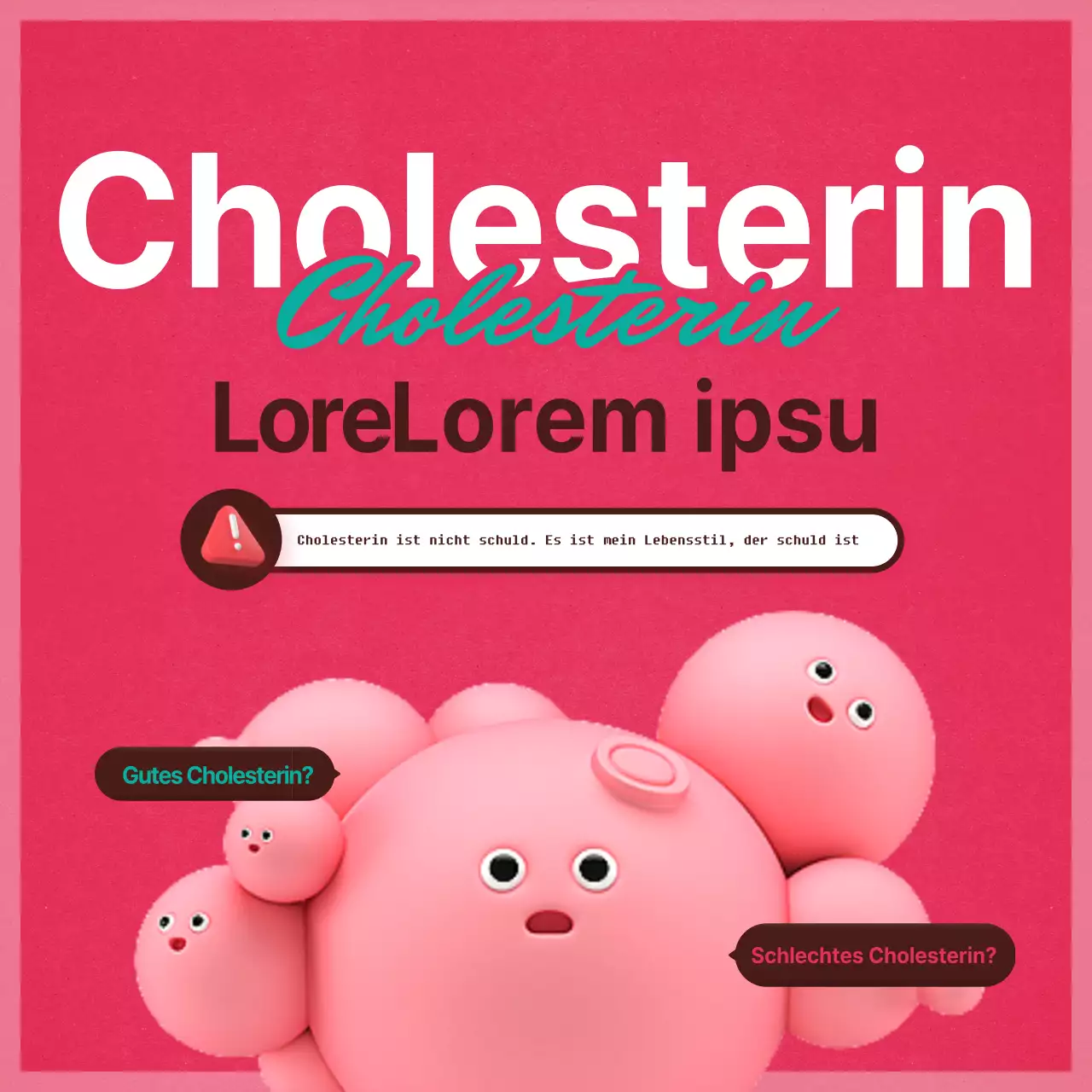 Dunkelrosa und mintfarbenes Cholesterin