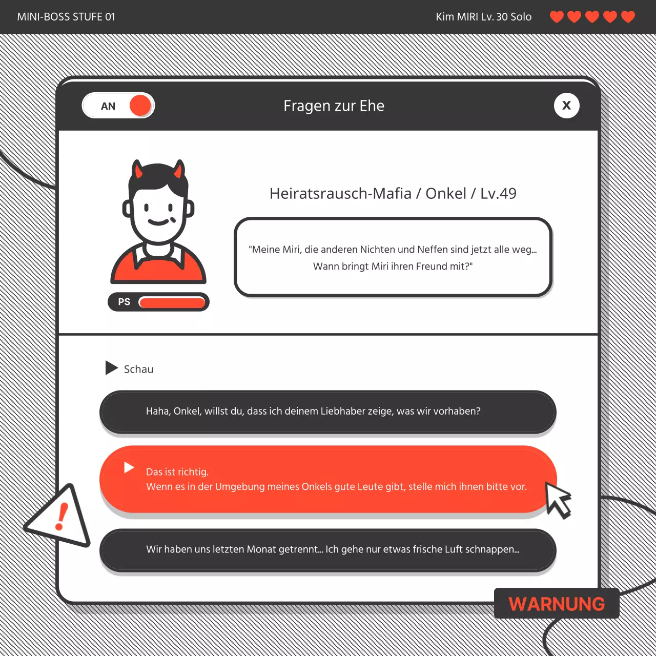 Dunkelgraue und orangefarbene Obon-Feierkarte im SpielformatNews