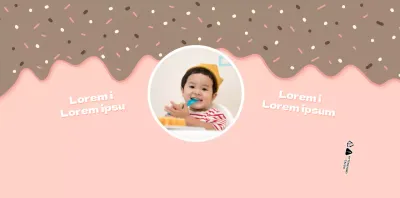 Concetto di illustrazione di dessert rosa e bianco per la festa di compleanno di un bambino