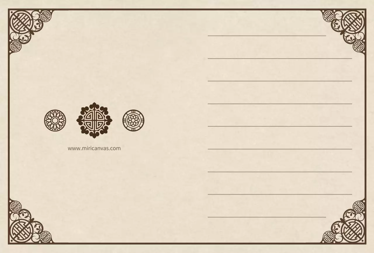 Tarjeta de felicitación con motivo tradicional coreano en azul y amarillo