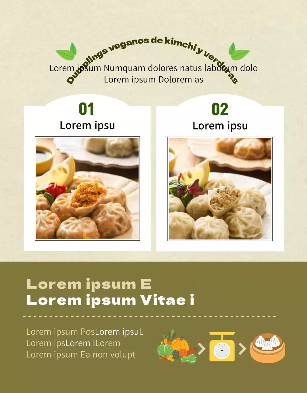 Página detallada del centro comercial con albóndigas veganas verde oliva