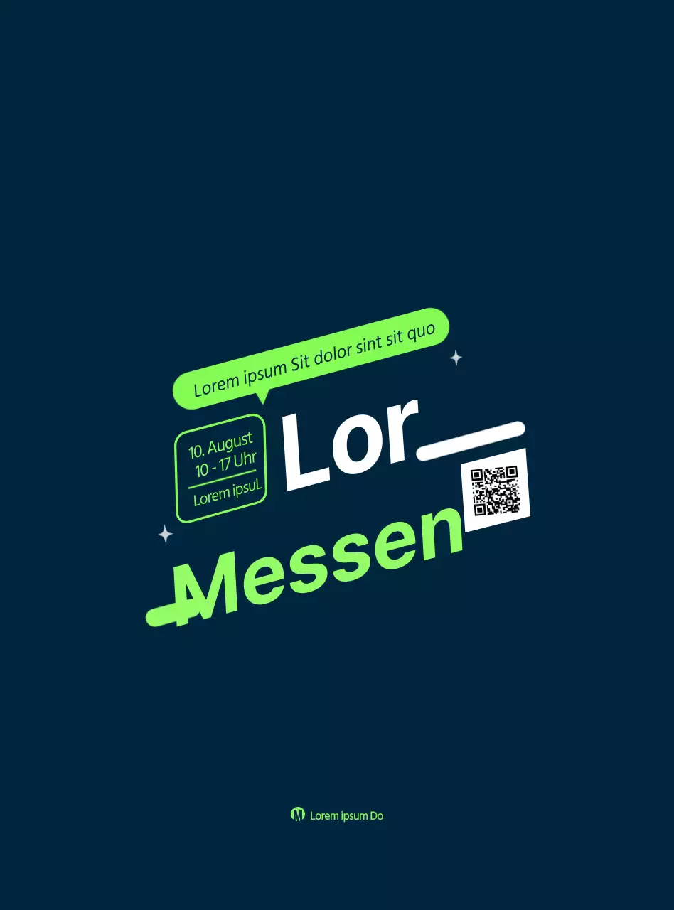 Schlichter Stil in leuchtendem Lindgrün und Marineblau Kommunikation und Werbung für Jobmessen