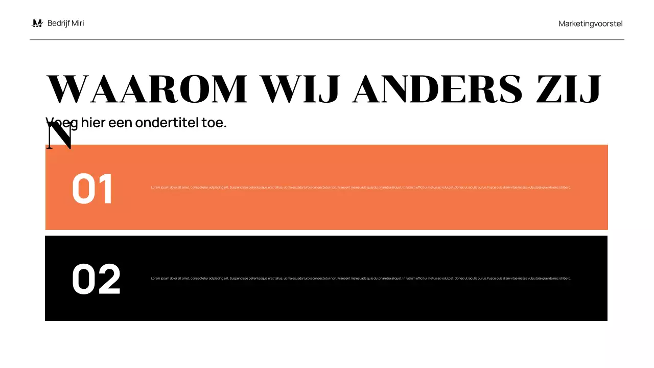 zwart modern marketingvoorstel