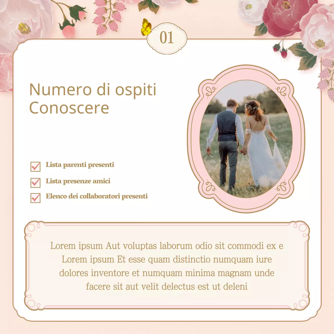 Lista di controllo della location per matrimoni con illustrazioni floreali primaverili rosa e beige