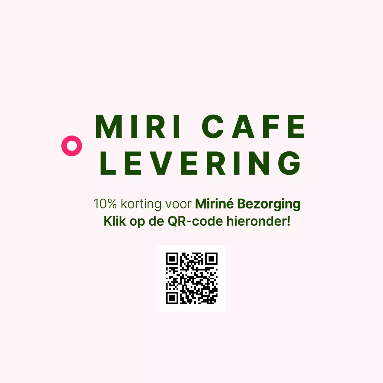 Bezorgcafé sticker met roze achtergrond en QR code