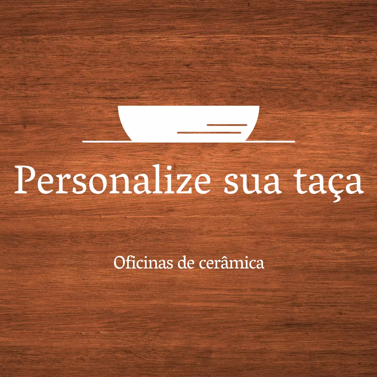 Um sinal simples de oficina com texto branco e uma ilustração de uma tigela