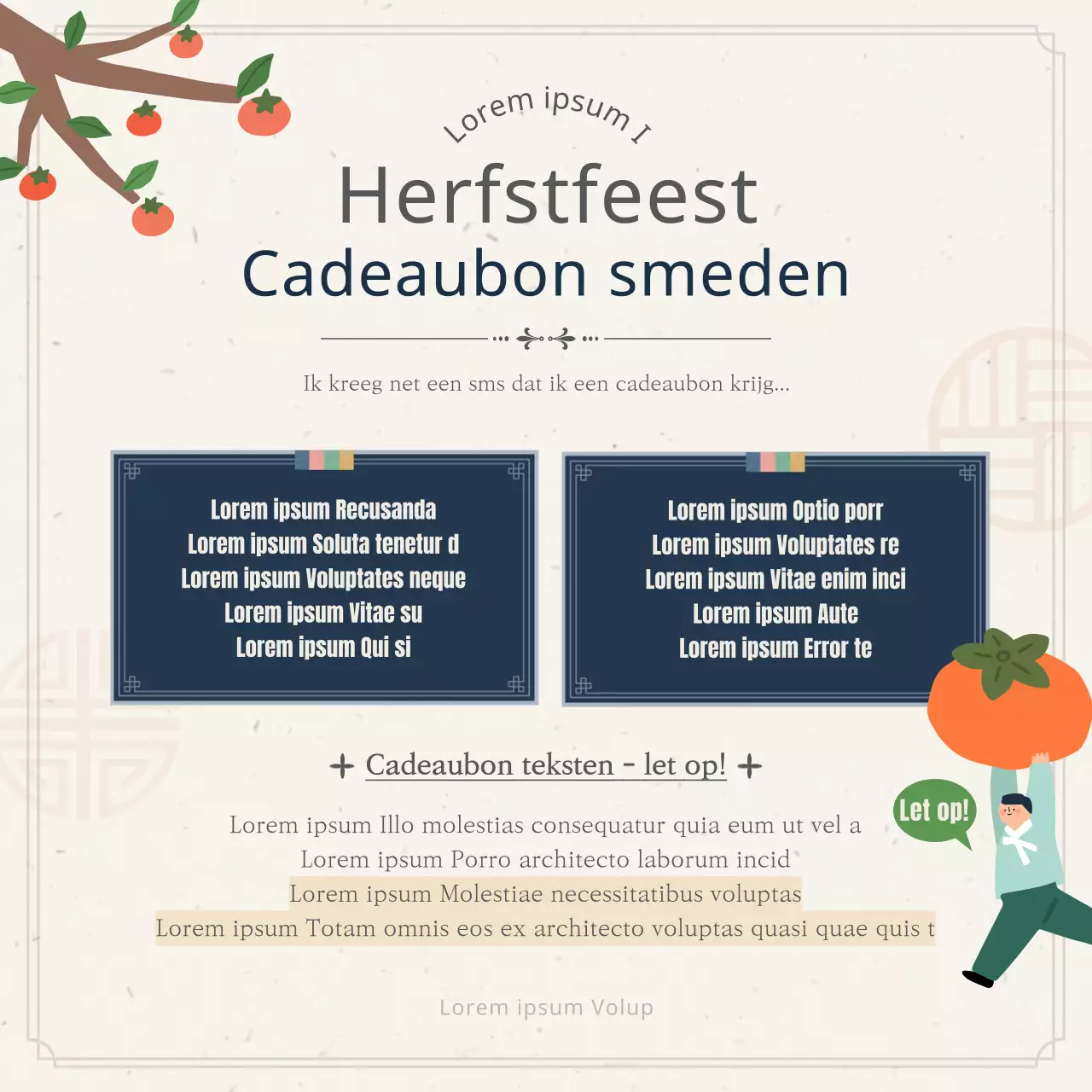 Kijk uit voor navy en beige Thanksgiving-cadeaubonnen