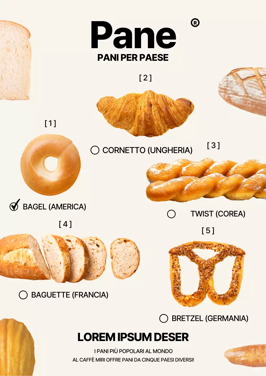 Presentazione del menu pane globale di Beige