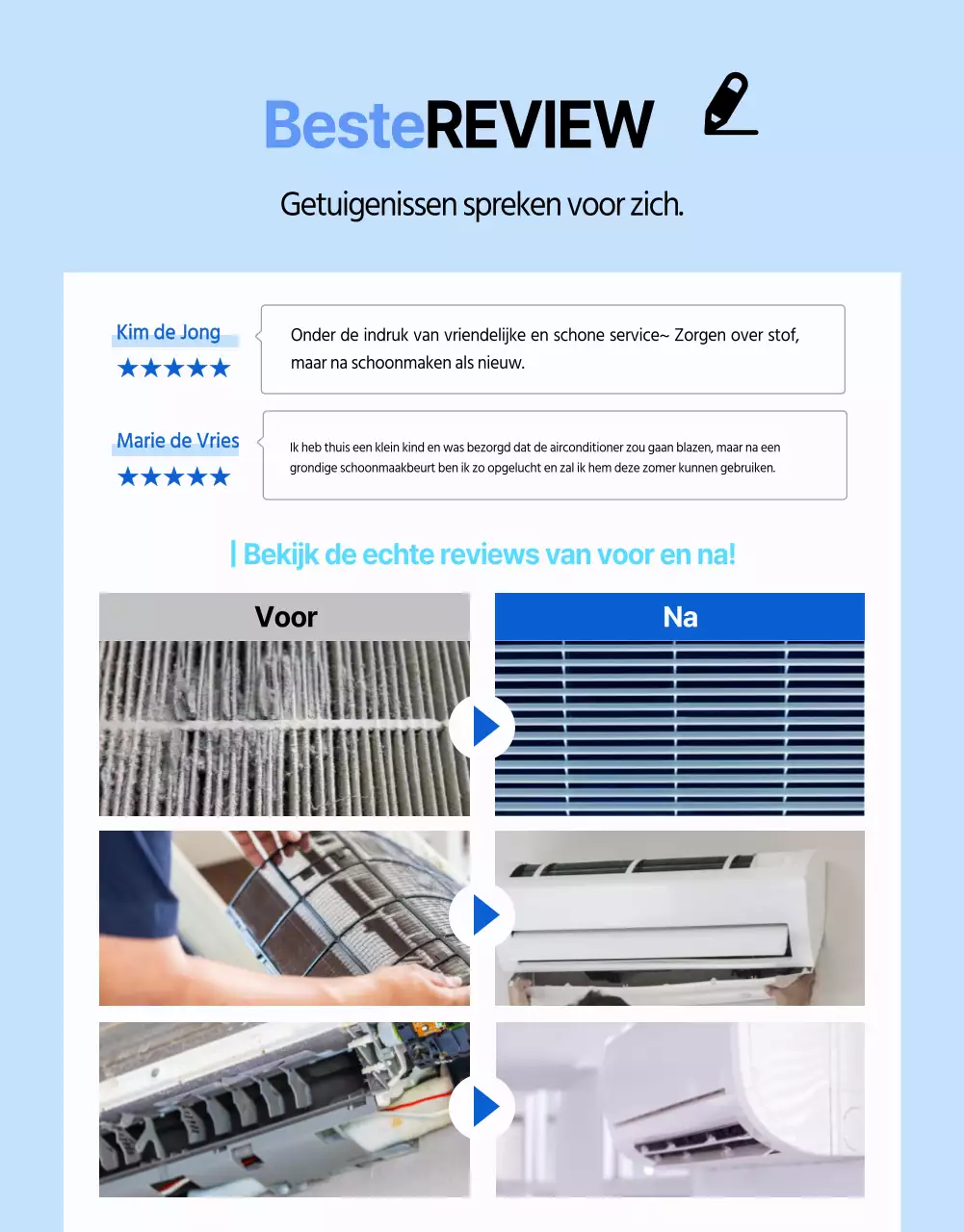 Schone en koele airconditioning in wit en blauw