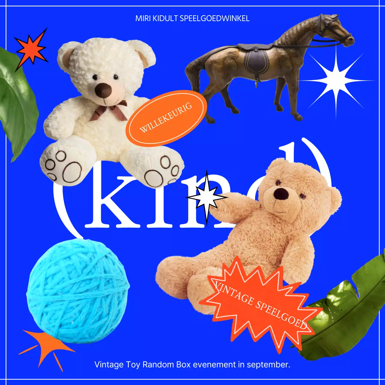 Blauw en Oranje Vintage Speelgoed Willekeurige Doos