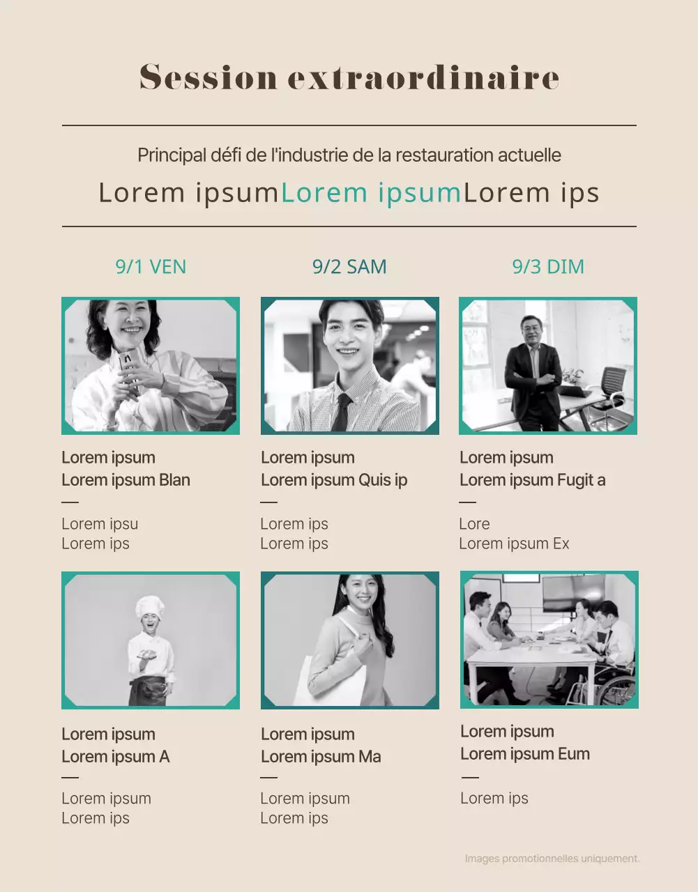 Une foire de démarrage alimentaire propre, brune et turquoise