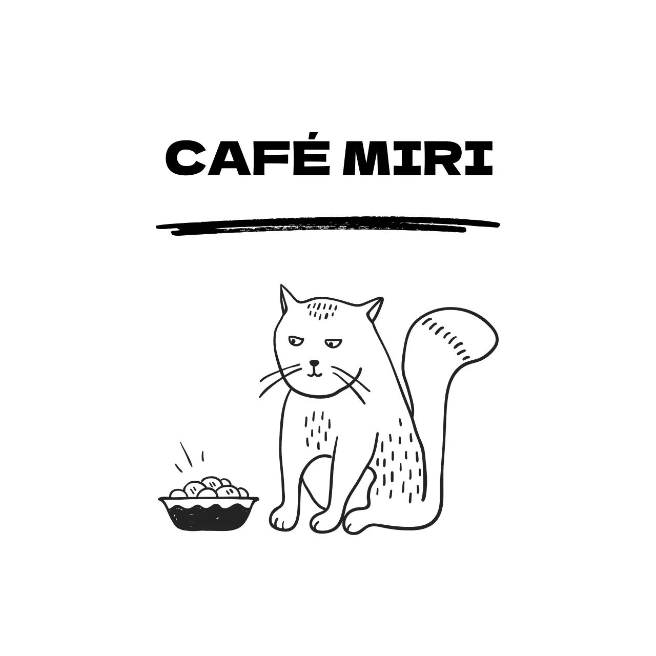 Autocollant de café sur fond blanc circulaire représentant un dessin de chat