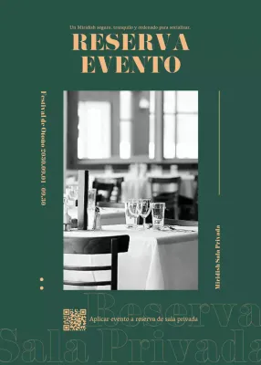 Un sencillo evento de reserva de mesa con fondo verde oscuro