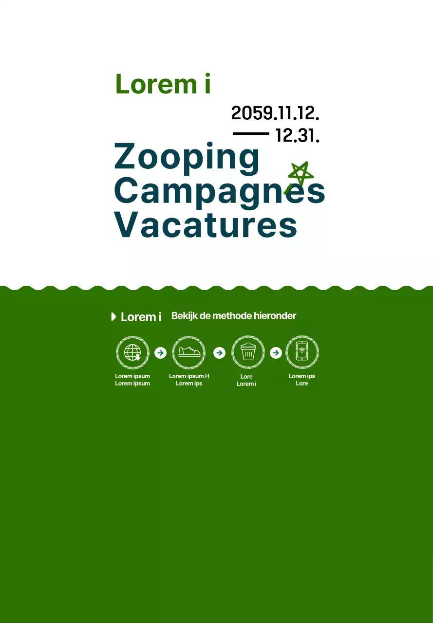 Een eenvoudige en schattige campagne in illustratiestijl in marineblauw en groen.