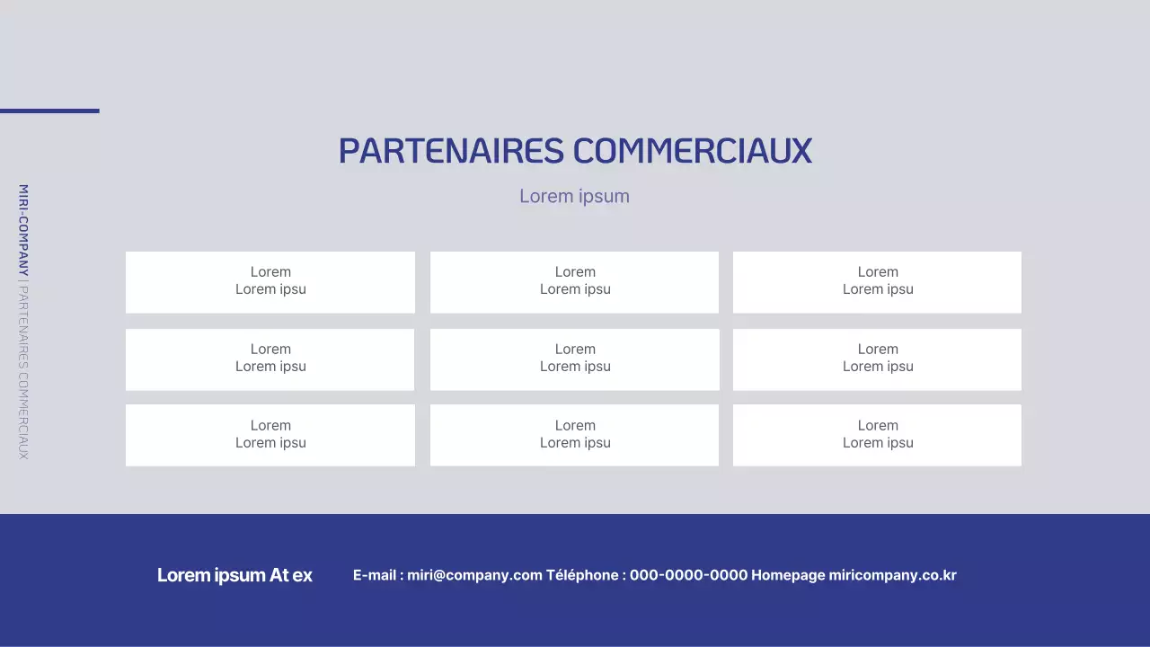 Un profil d'entreprise simple en bleu marine et gris