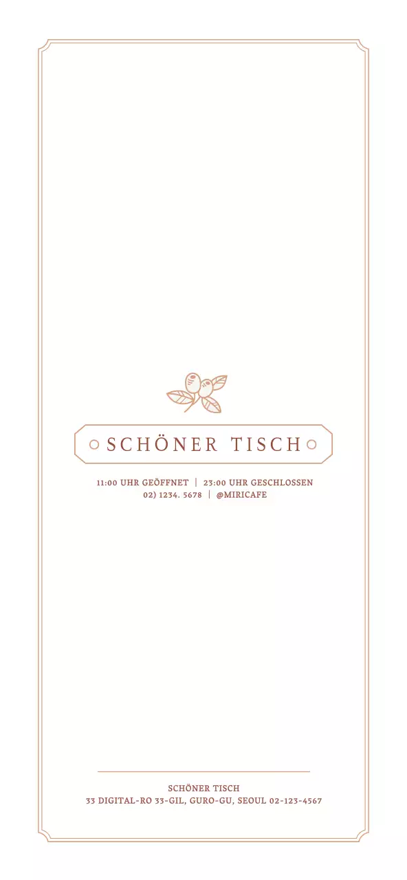 Hellbraun und weiß einfachen Stil Café Tabelle Menüführer