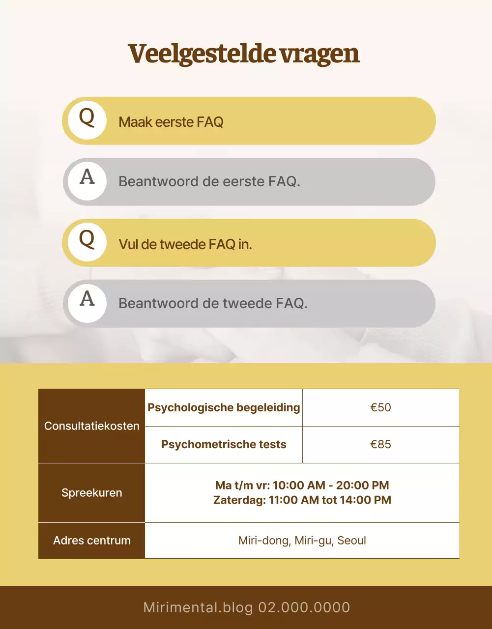 Zachtgekleurde psychologische begeleiding detailpagina