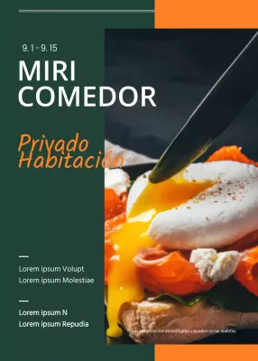 Anuncios de eventos en el comedor en verde y naranja