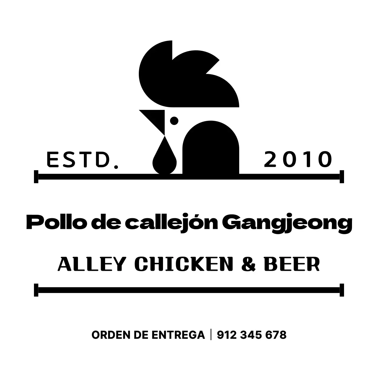 Promocione e informe con un logotipo sencillo y limpio con el símbolo del pollo