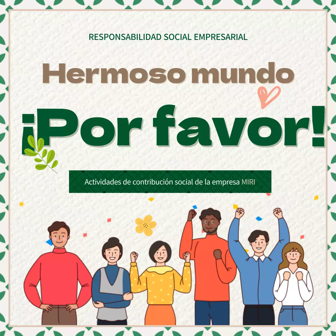 La responsabilidad social de las empresas en ilustraciones verdes y marrones