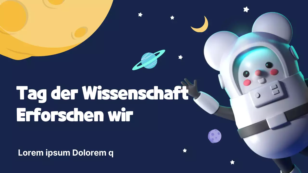 Niedlicher Wissenschaftstag mit einem kosmischen Nachthimmel als Hintergrund