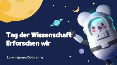 Niedlicher Wissenschaftstag mit einem kosmischen Nachthimmel als Hintergrund