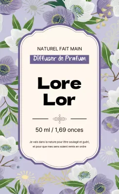 Étiquette de parfum vintage avec illustration violette