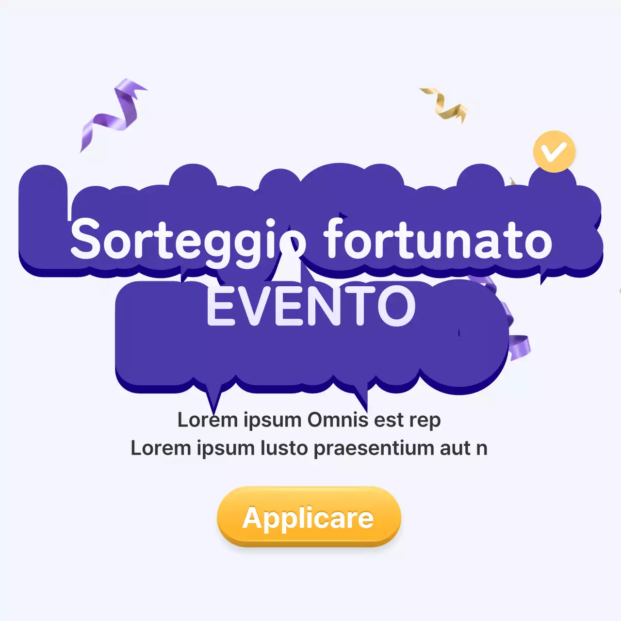 Evento tridimensionale di roulette delle presenze in viola e giallo