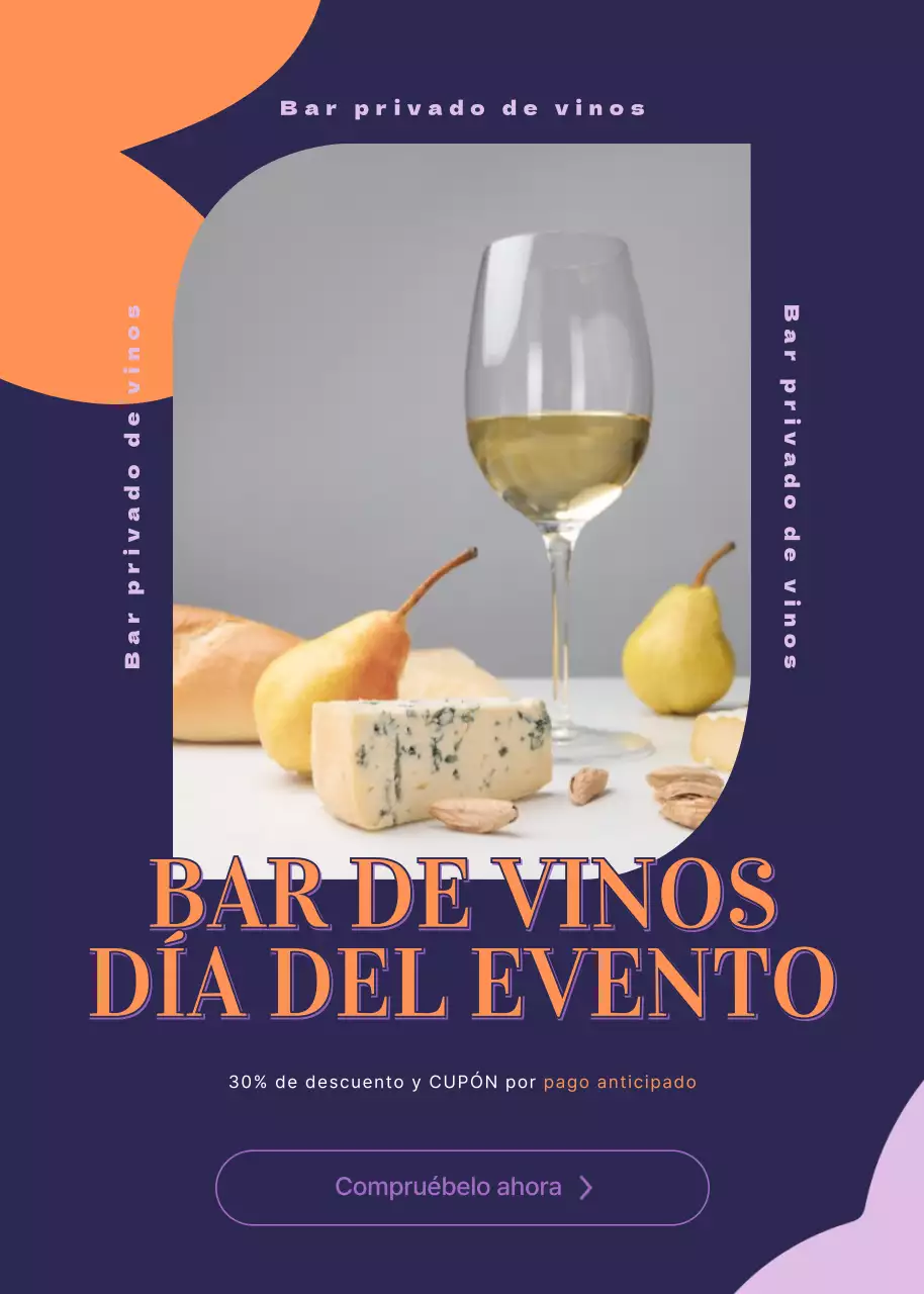 Reservas con descuento para bares de vinos con fondos y formas azul marino