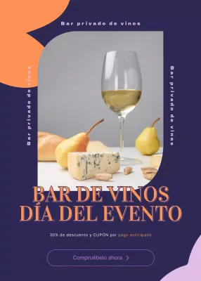 Reservas con descuento para bares de vinos con fondos y formas azul marino