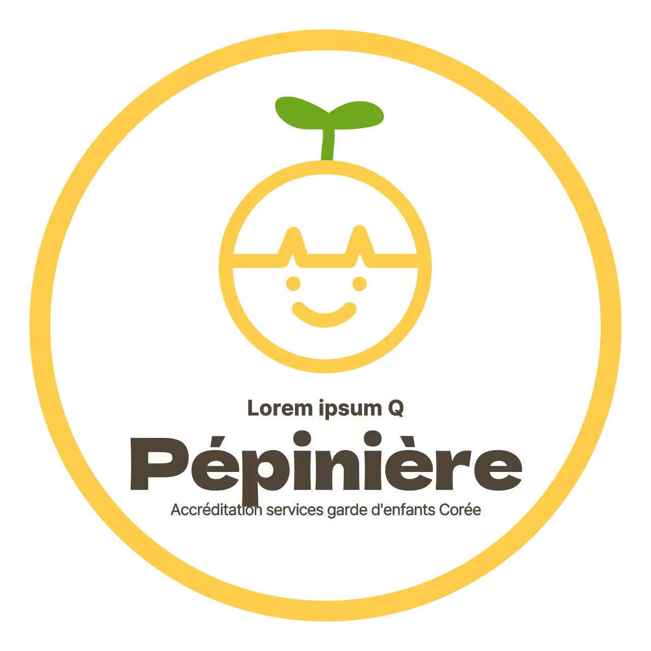 Panneau de style épuré pour logo de crèche en jaune et marron